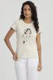 Polera Mujer Print Mujeres Con Aplicación Beige