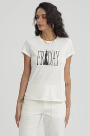 Polera Mujer Print Mujeres Con Aplicación Crudo