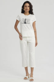 Polera Mujer Print Mujeres Con Aplicación Crudo