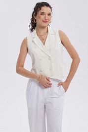 Blazer Mujer Tipo Gillette Lino Crudo