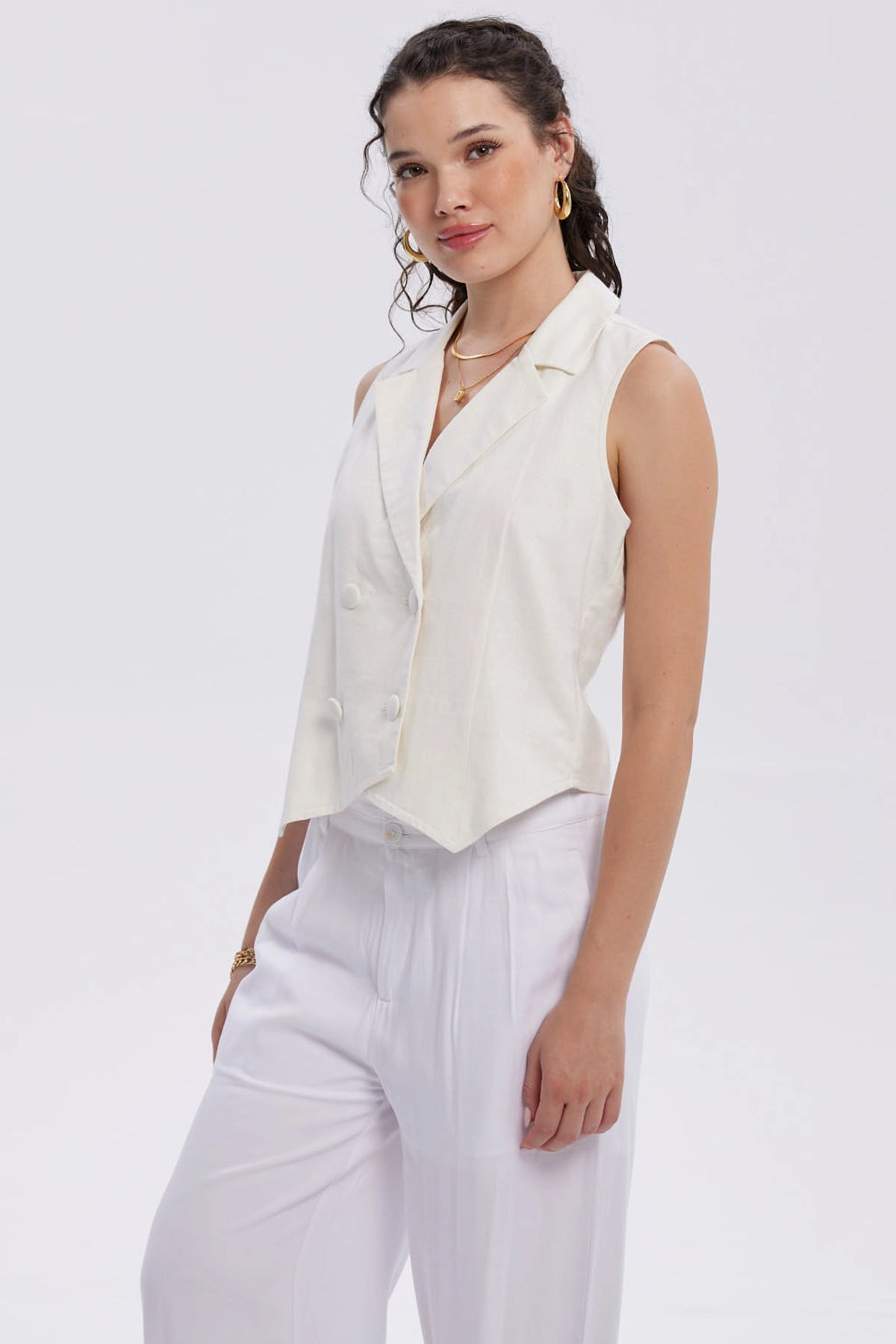 Blazer Mujer Tipo Gillette Lino Crudo