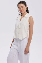 Blazer Mujer Tipo Gillette Lino Crudo