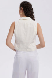 Blazer Mujer Tipo Gillette Lino Crudo