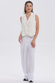 Blazer Mujer Tipo Gillette Lino Crudo