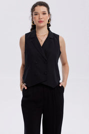 Blazer Mujer Tipo Gillette Lino Negro