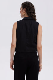Blazer Mujer Tipo Gillette Lino Negro