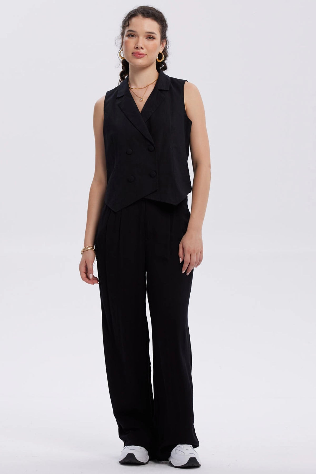 Blazer Mujer Tipo Gillette Lino Negro