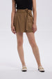 Falda Mujer Short Lino Amarra Cintura Café Claro