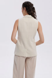 Blazer Mujer Lino 2 Bolsillos Arena
