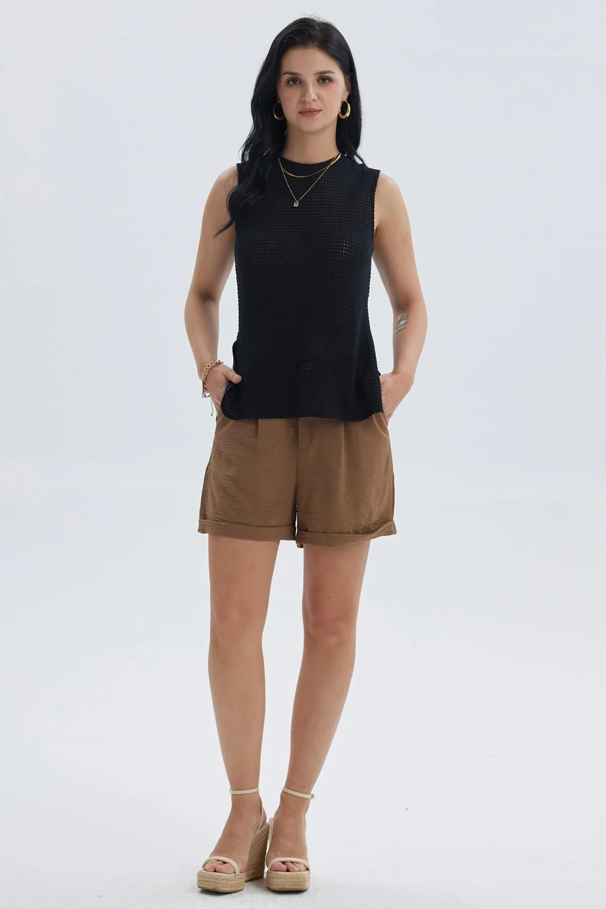 Short Mujer Sastrero Café Claro