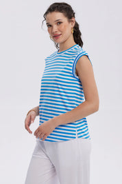 Polera Mujer Satín Celeste
