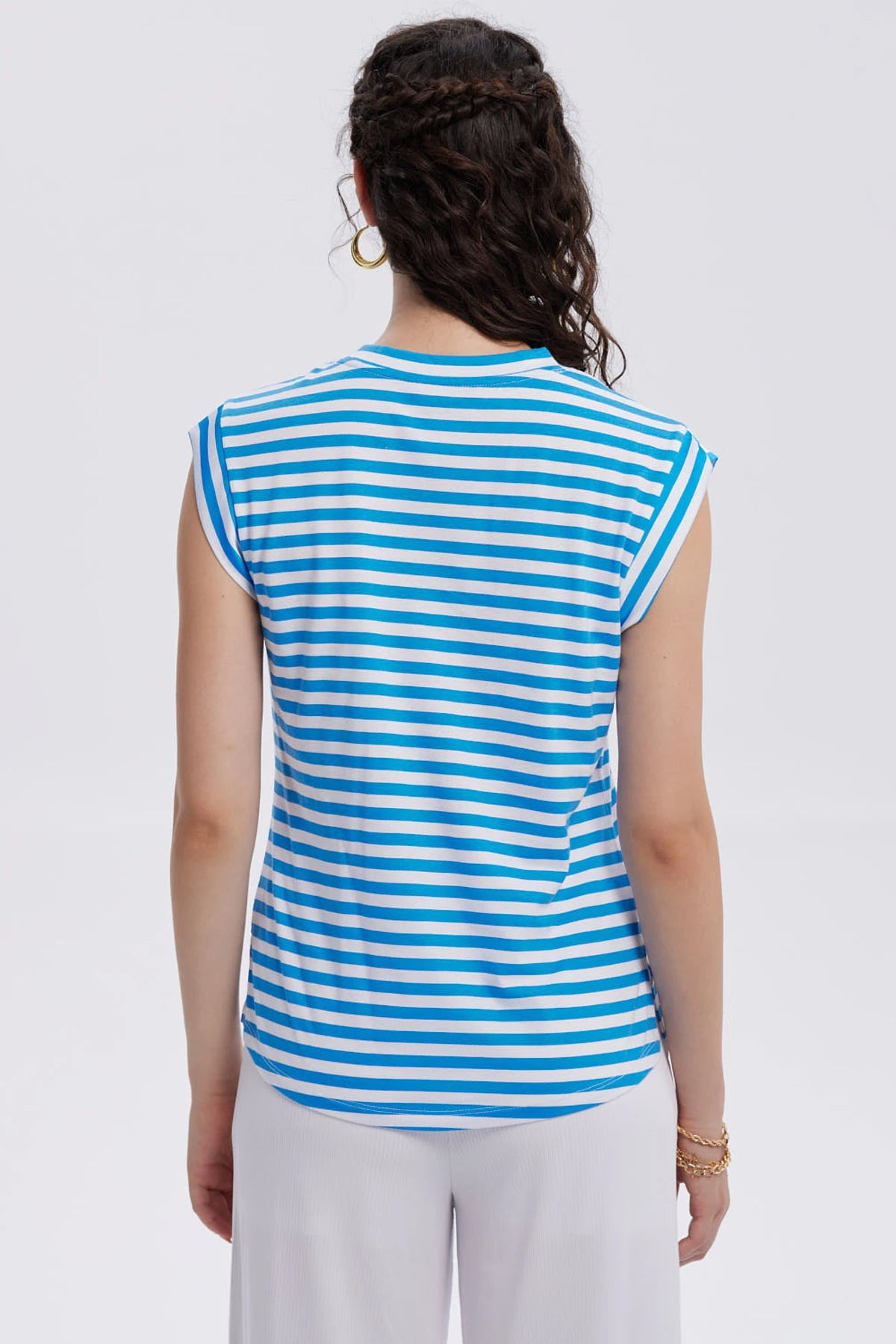 Polera Mujer Satín Celeste