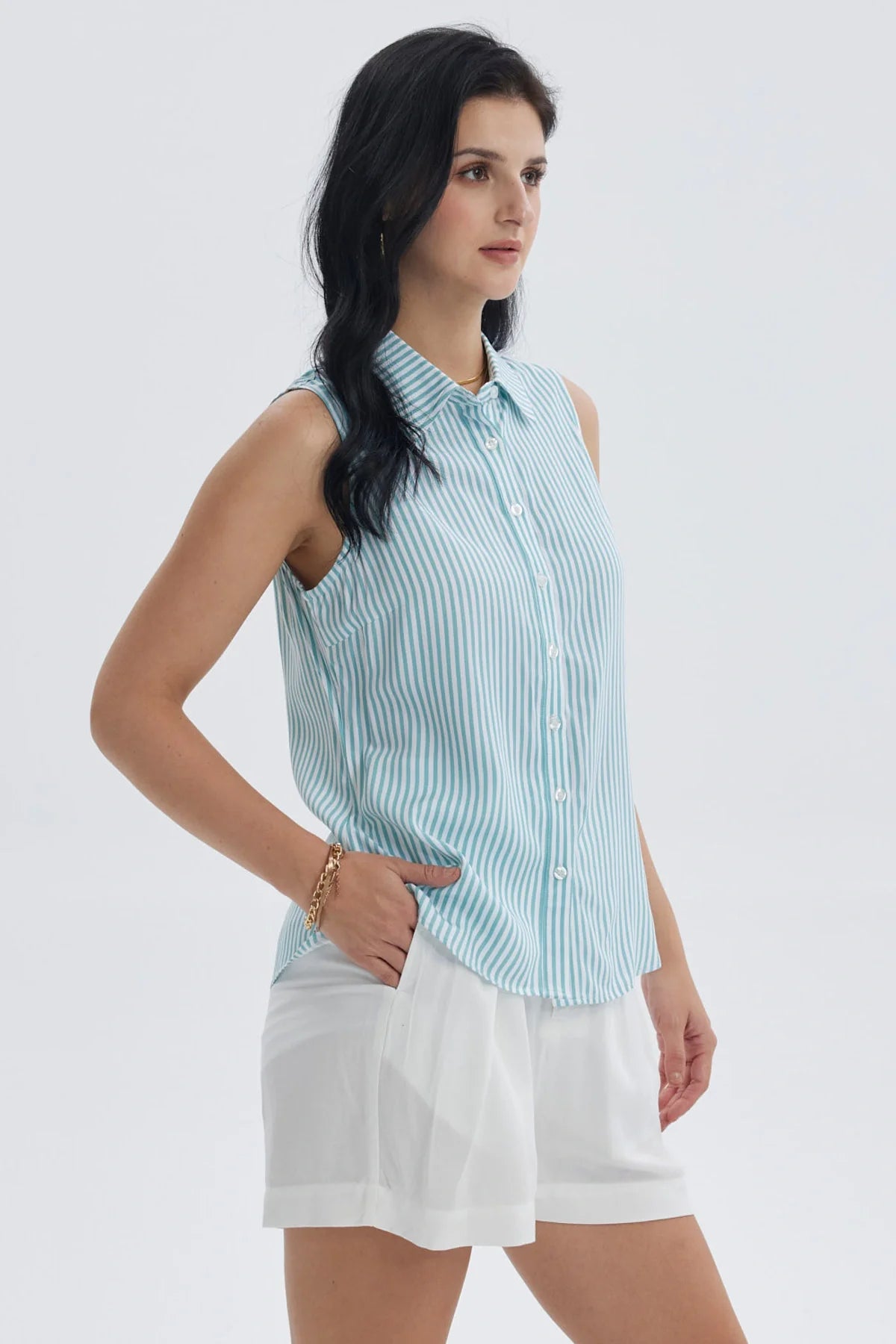 Blusa Mujer Abotonada Rapport Celeste