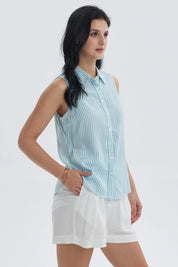 Blusa Mujer Abotonada Rapport Celeste