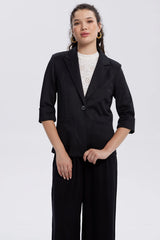 Blazer Mujer Tope Ruedo Negro