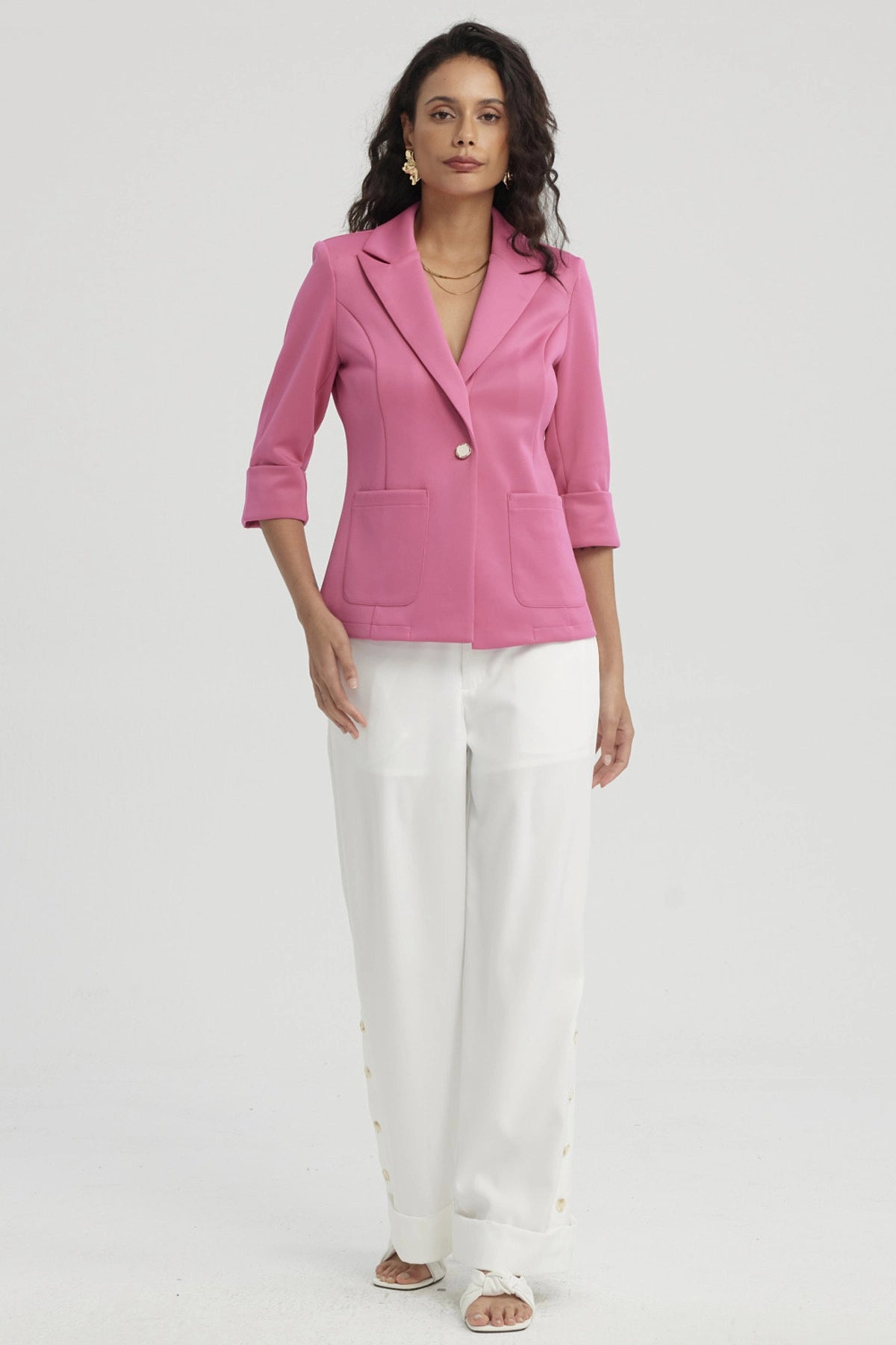 Blazer Mujer Tope Ruedo Fucsia