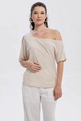 Polera Mujer Cuello Bote Arena