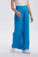Pantalón Mujer Palazzo Aplicación Botones Azul Claro
