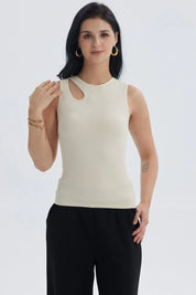 Polera Mujer Lisa Abertura Arena