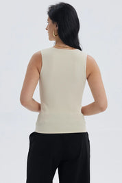 Polera Mujer Lisa Abertura Arena