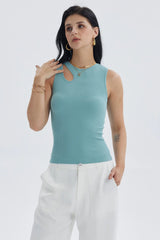 Polera Mujer Lisa Abertura Celeste