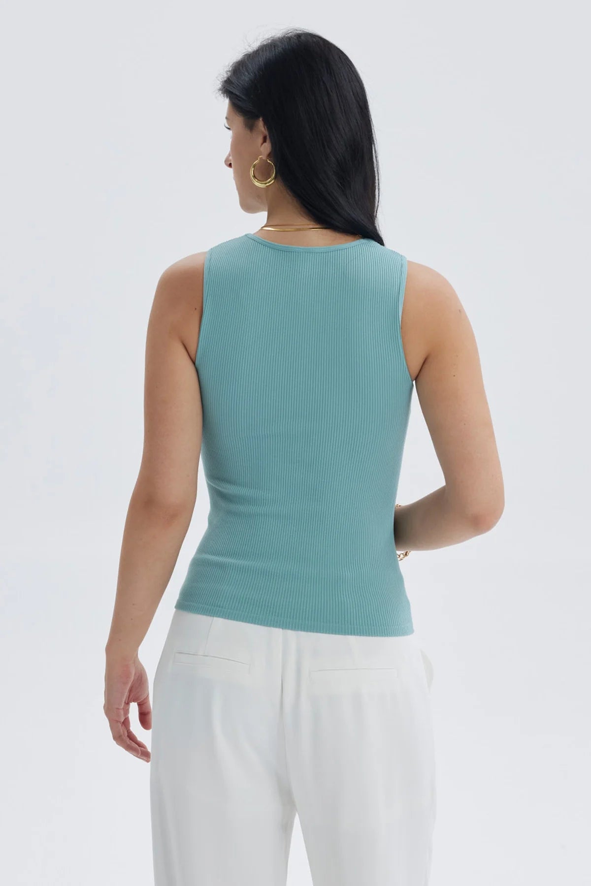 Polera Mujer Lisa Abertura Celeste