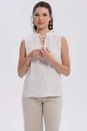 Blusa Mujer Aplicación Amarra Crudo