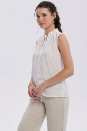 Blusa Mujer Aplicación Amarra Crudo