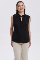 Blusa Mujer Aplicación Amarra Negro