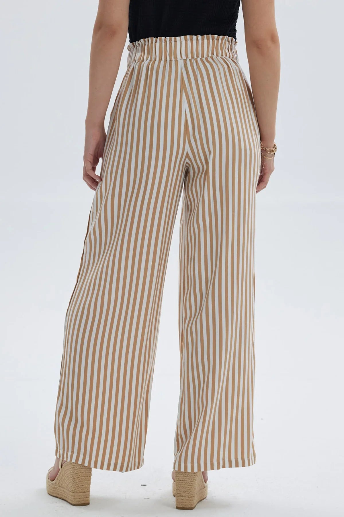 Pantalón Mujer Palazzo Liso Pretina Elasticada Camel