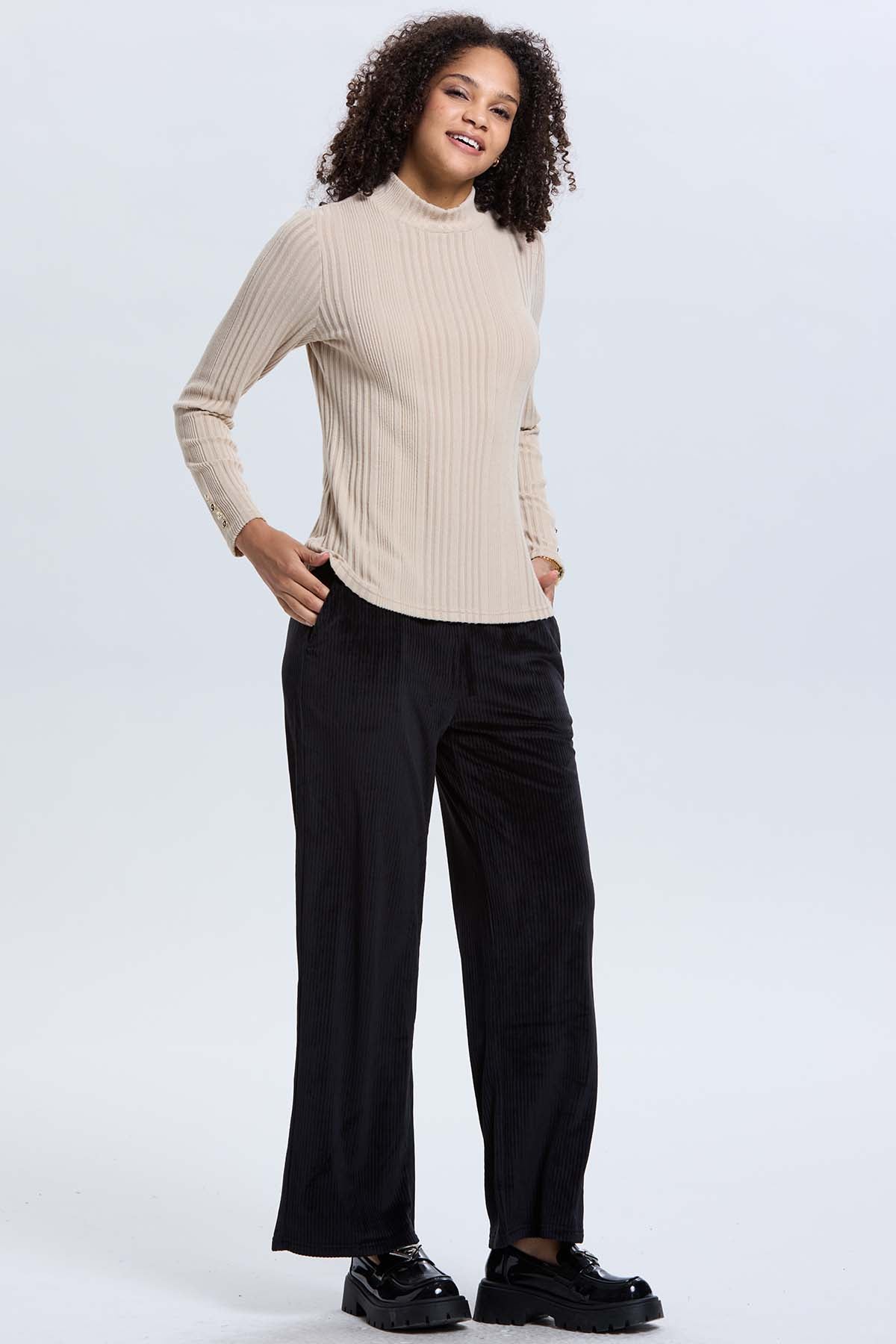 Pantalón Buzo Mujer Rib Interior Negro