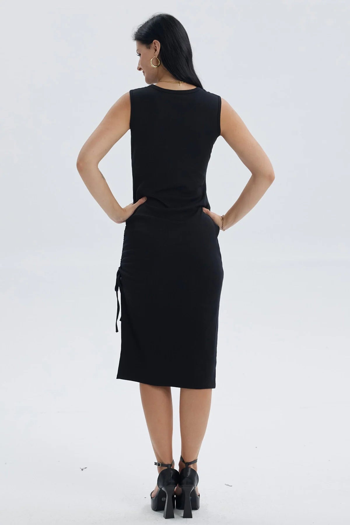 Vestido Mujer Largo Rib Negro