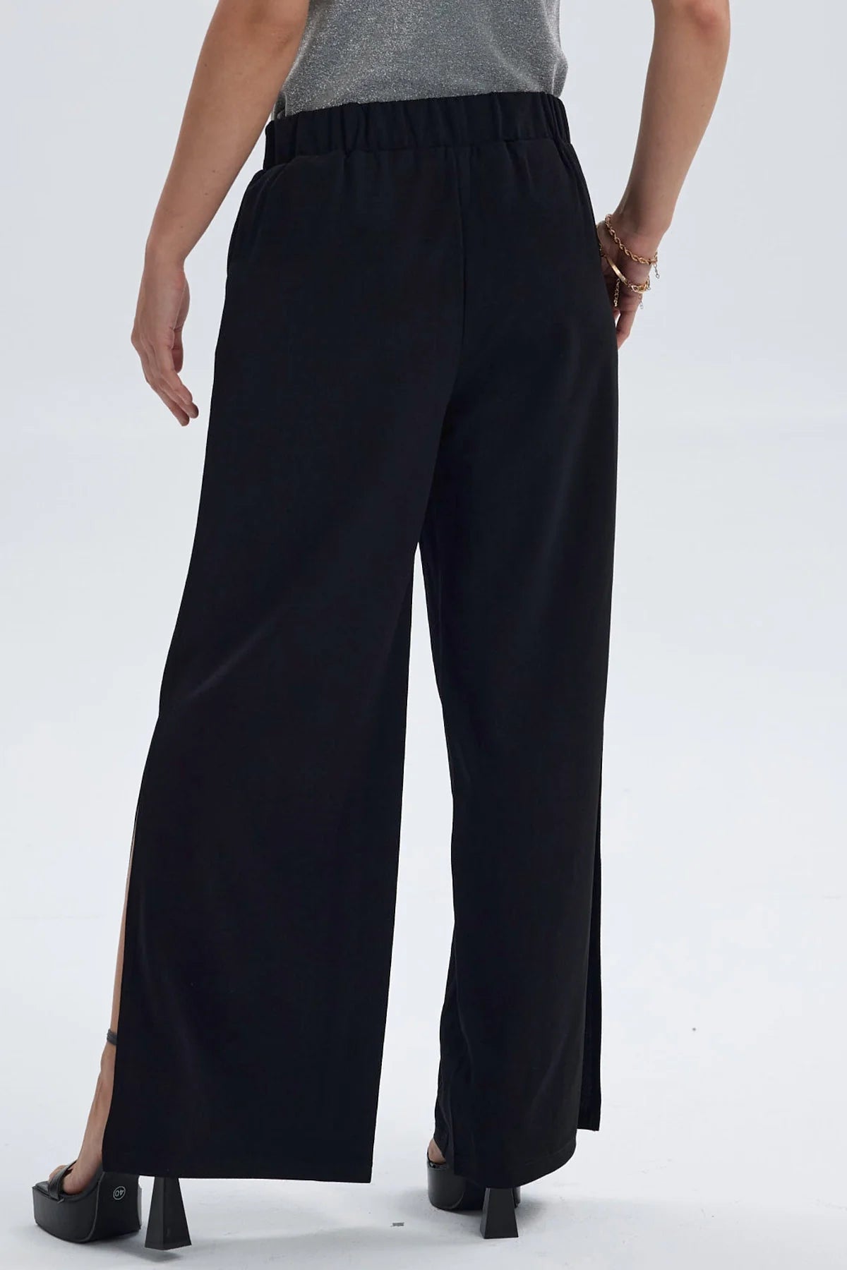 Pantalón Mujer Palazzo Pretina Elástica Negro