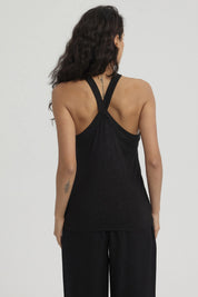 Polera Mujer Cruzado Rib Negro