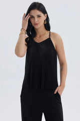 Polera Mujer Pabilo Plisada Lisa Negro