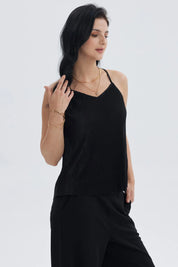 Polera Mujer Pabilo Plisada Lisa Negro