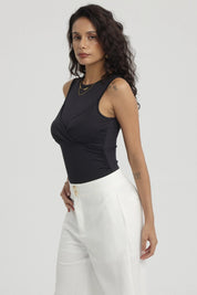 Polera Mujer Con Malla Superior Negro