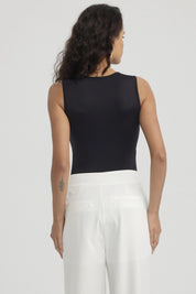 Polera Mujer Con Malla Superior Negro