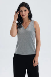 Polera Mujer Pabilo Lisa Con Textura Plateado
