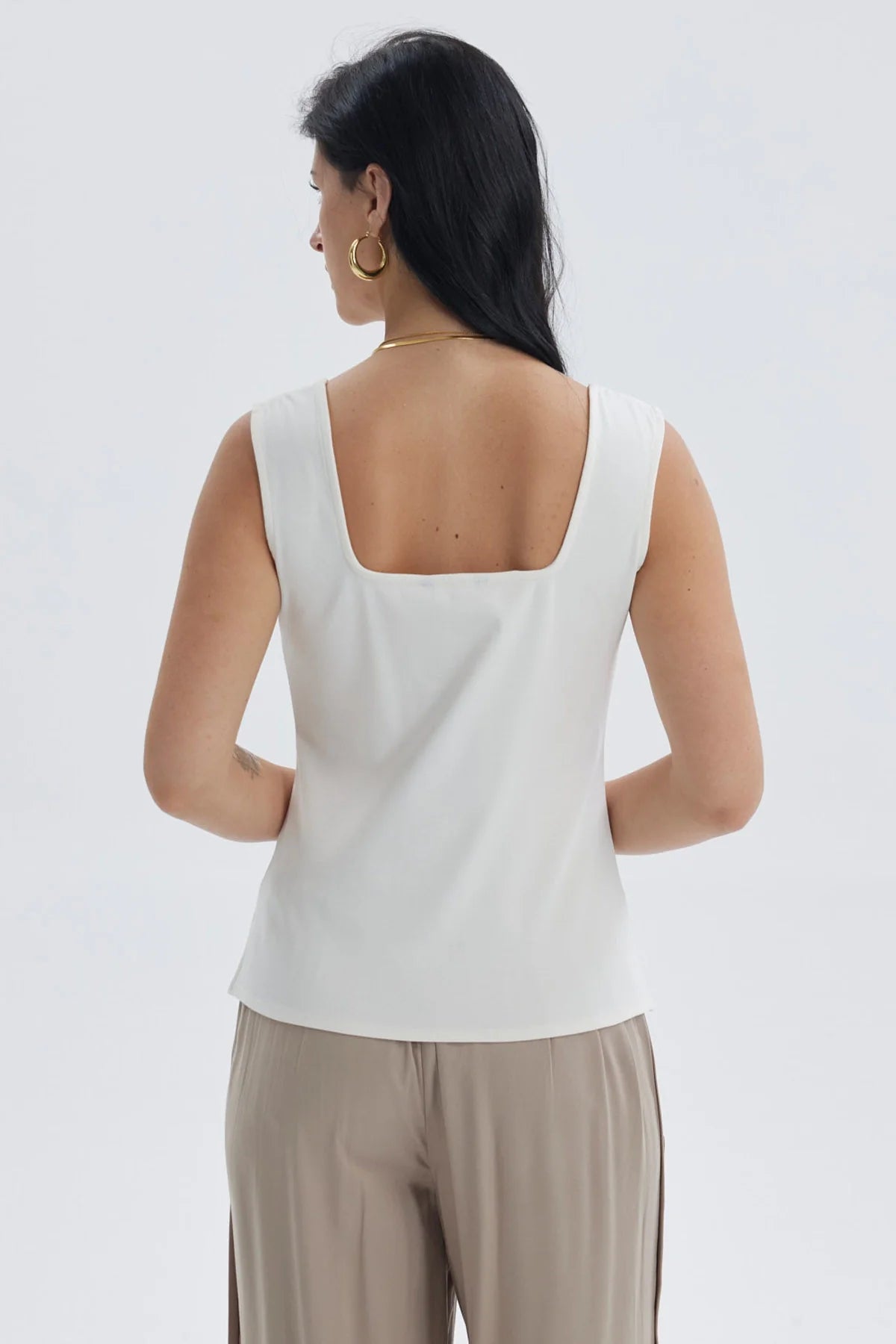 Polera Mujer Escote Cuadrado Crudo