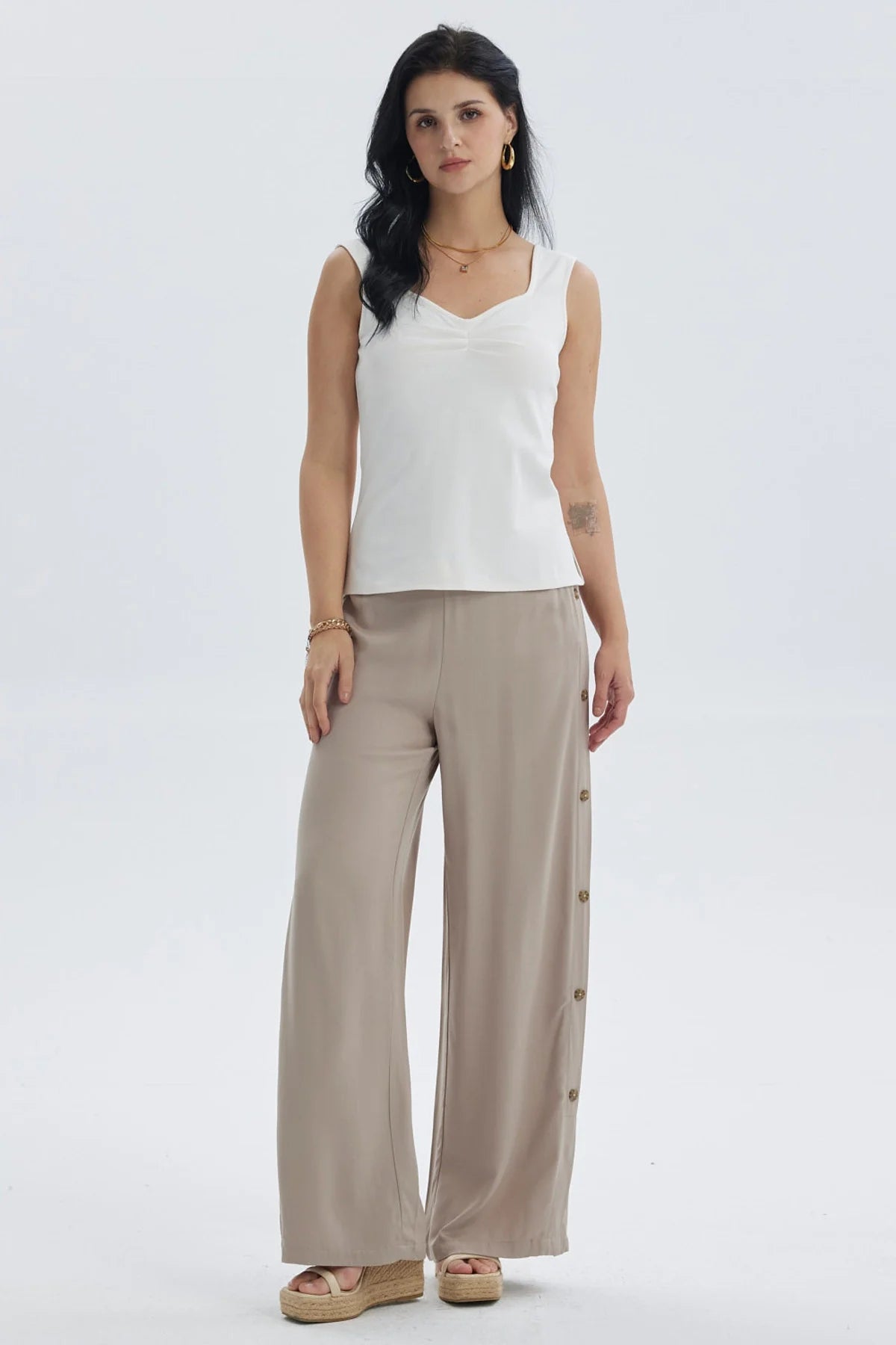 Polera Mujer Escote Cuadrado Crudo