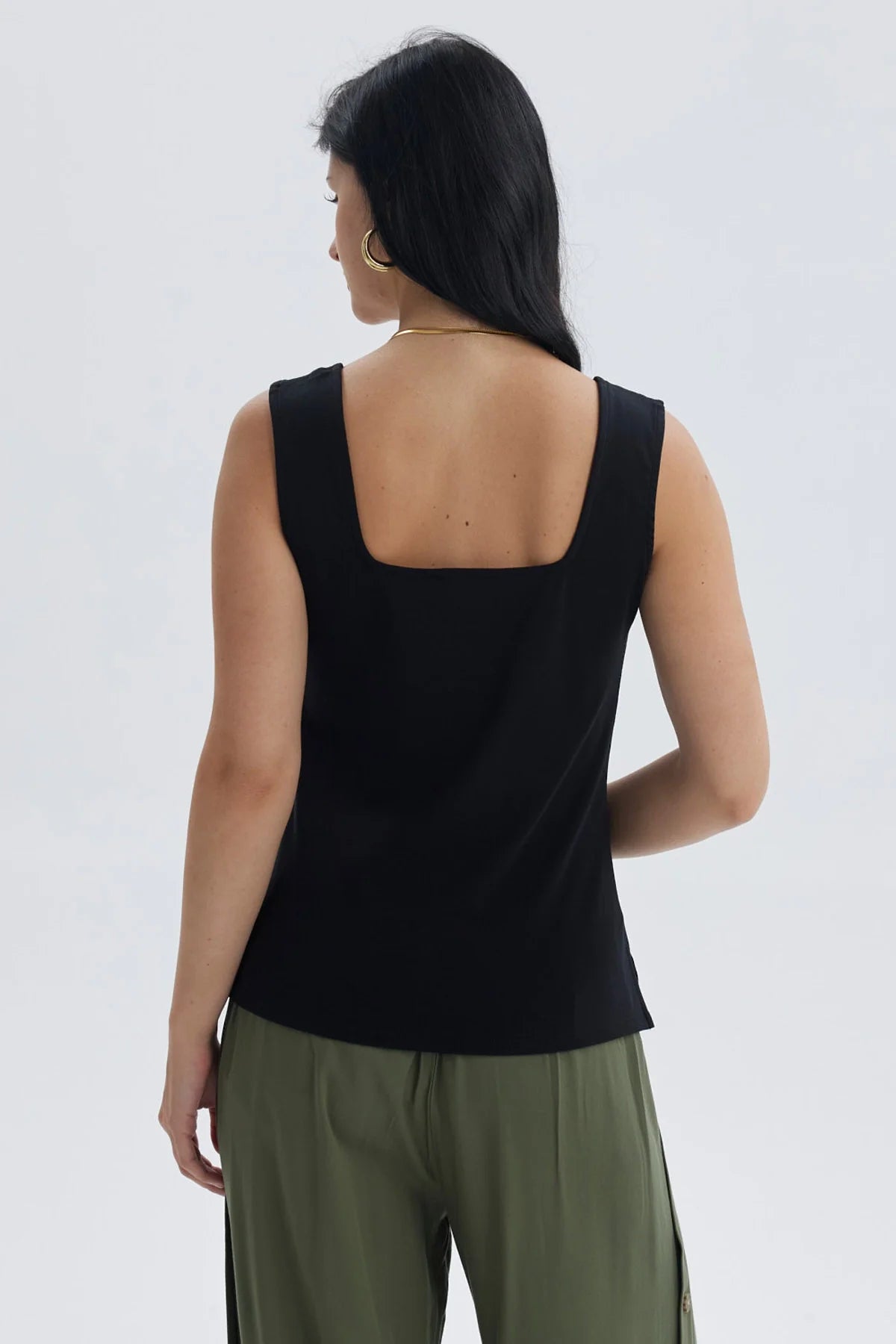 Polera Mujer Escote Cuadrado Negro