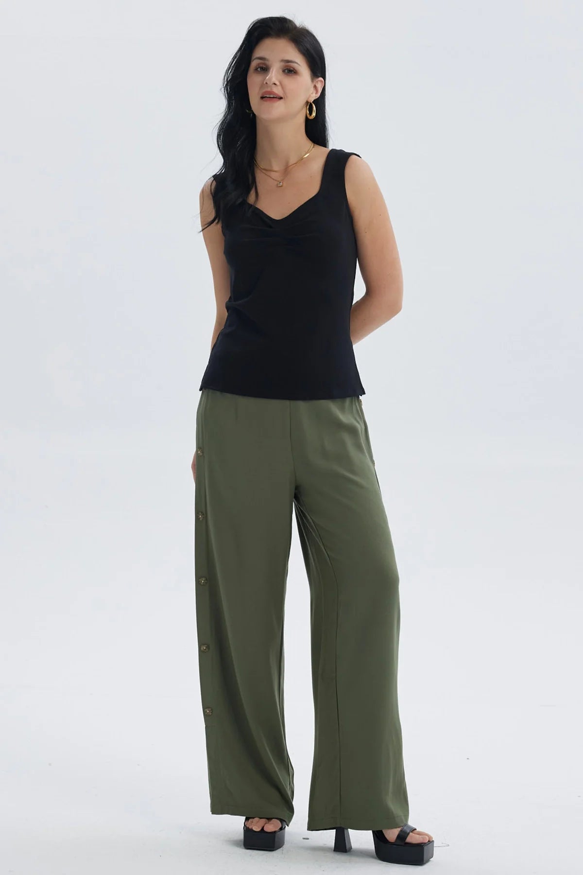 Polera Mujer Escote Cuadrado Negro