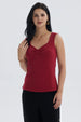 Polera Mujer Escote Cuadrado Rojo Oscuro