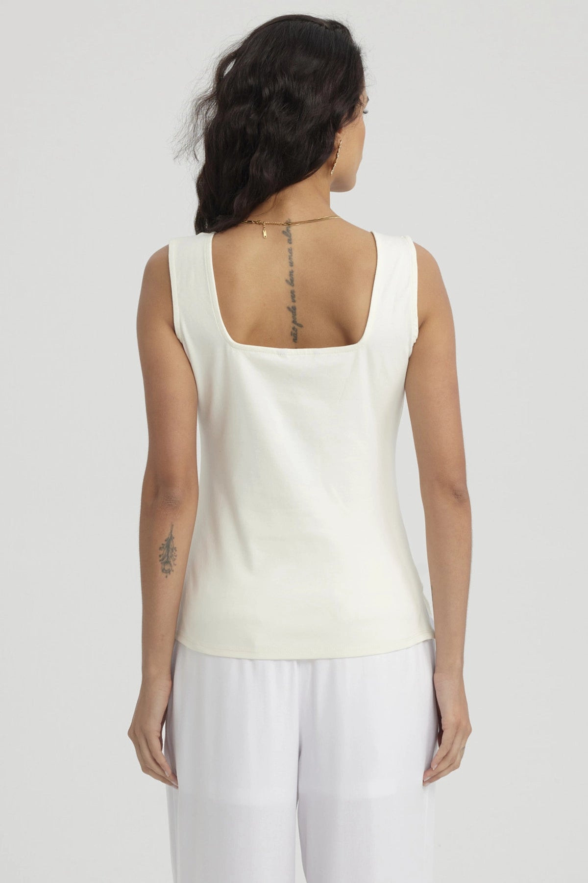 Polera Mujer Escote Cuadrado Crema