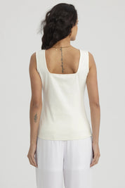 Polera Mujer Escote Cuadrado Crema