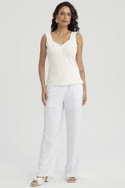 Polera Mujer Escote Cuadrado Crema