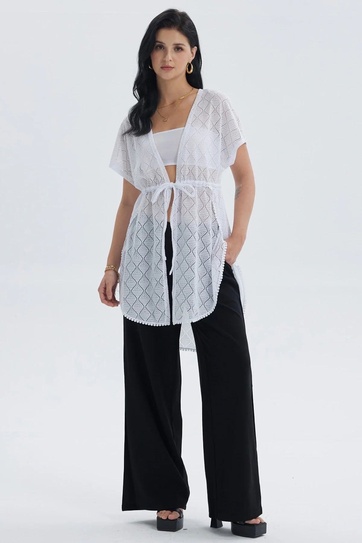 Polera Mujer Salida de Baño Blanco