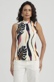 Polera Mujer Elasticada Crema