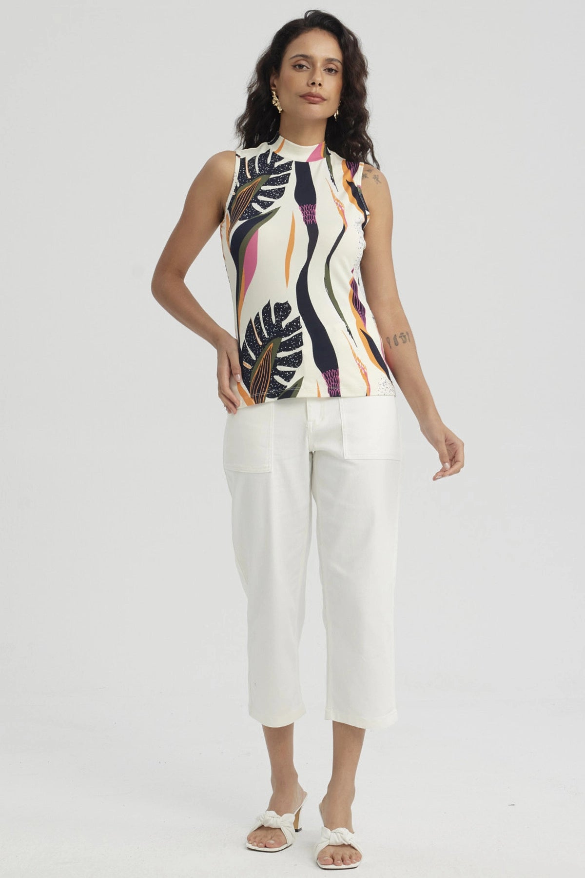 Polera Mujer Elasticada Crema